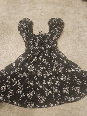 Liberty Love Black Floral Smocked Waist Dress